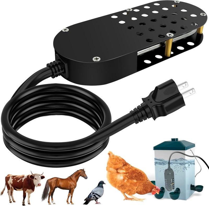 Loyala Chicken Waterer Heater, 250W Submersible Poultry Waterer Heater Bird Bath Heater, Thermostatic Control Chicken Waterer Deicer Ice Melter for Bird Duck Goose Cow to Drink Warm Water - Image 1